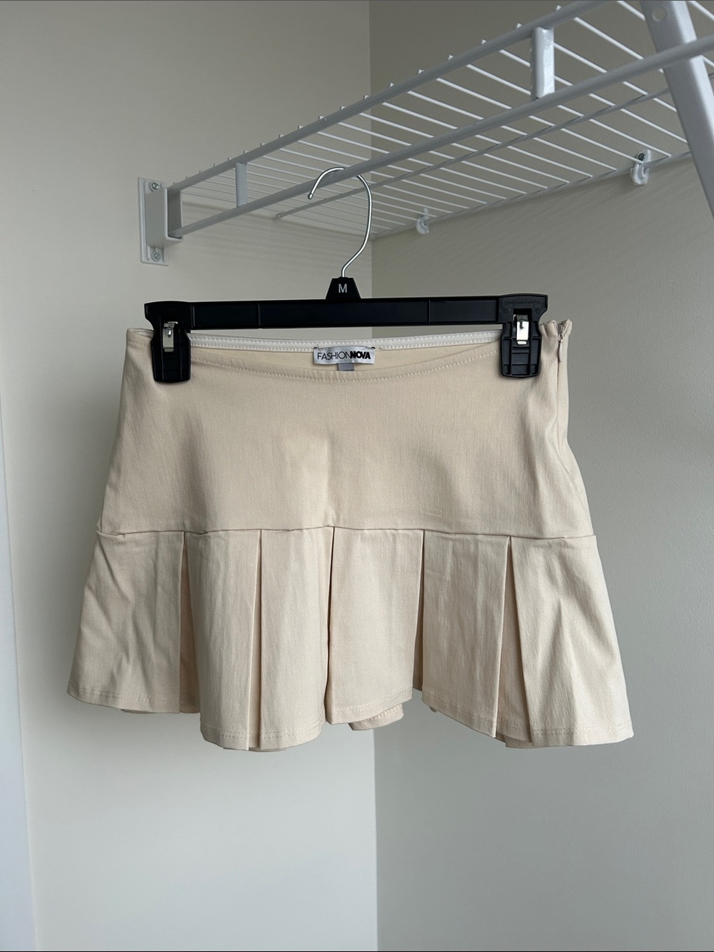 Fashion Nova Beige Pleated Mini Skirt